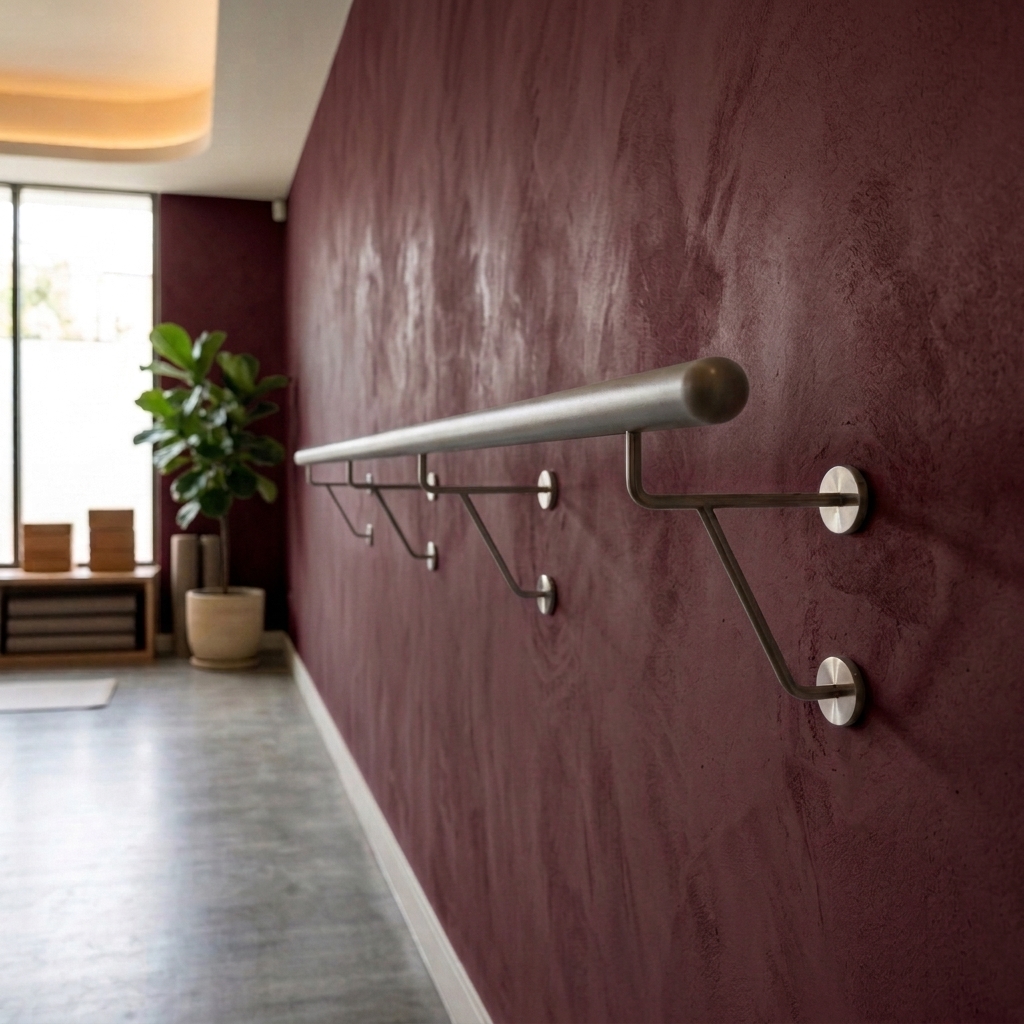 Barre de ballet laquée grise sur mesure avec supports muraux