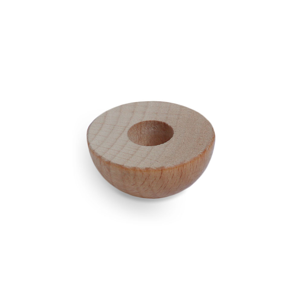 Embout en hêtre naturel demi-rond pour main courante en bois Ø 40 à 50 mm, embout avec perçage central, détouré