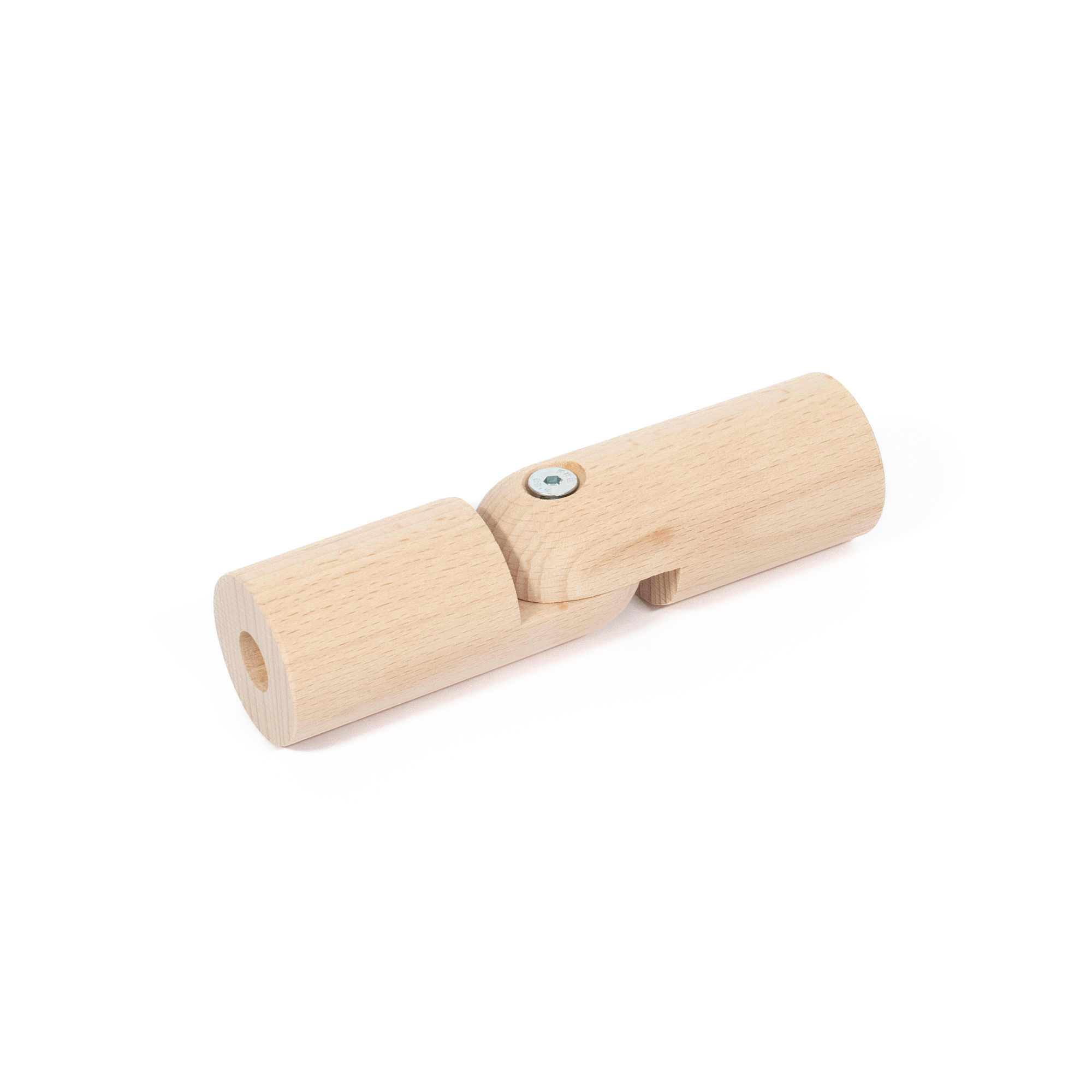 Raccord d'angle flexible en hêtre Ø 42 mm pour main courante en bois, droit avec vis, deuxième vue de dessus, détouré