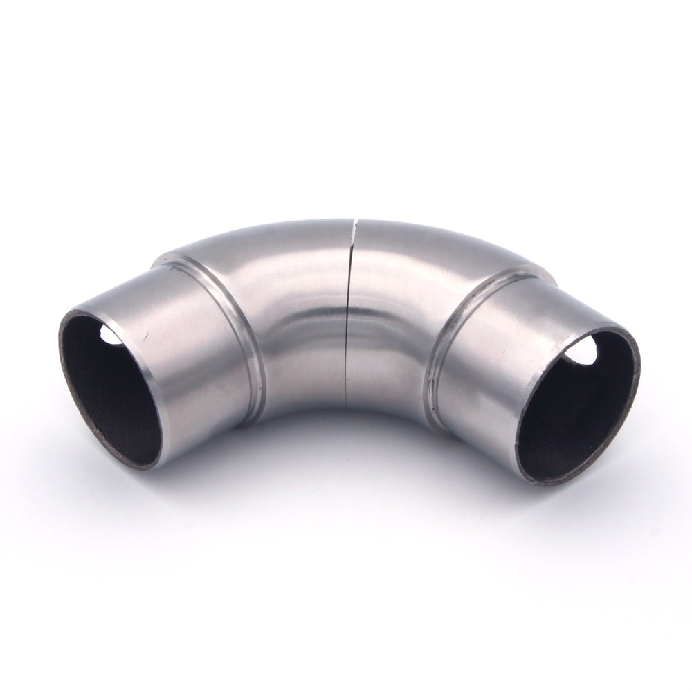Coude flexible en acier inoxydable pour main courante inox de 42,4 mm, plié à 90°, deux extrémités ouvertes de face