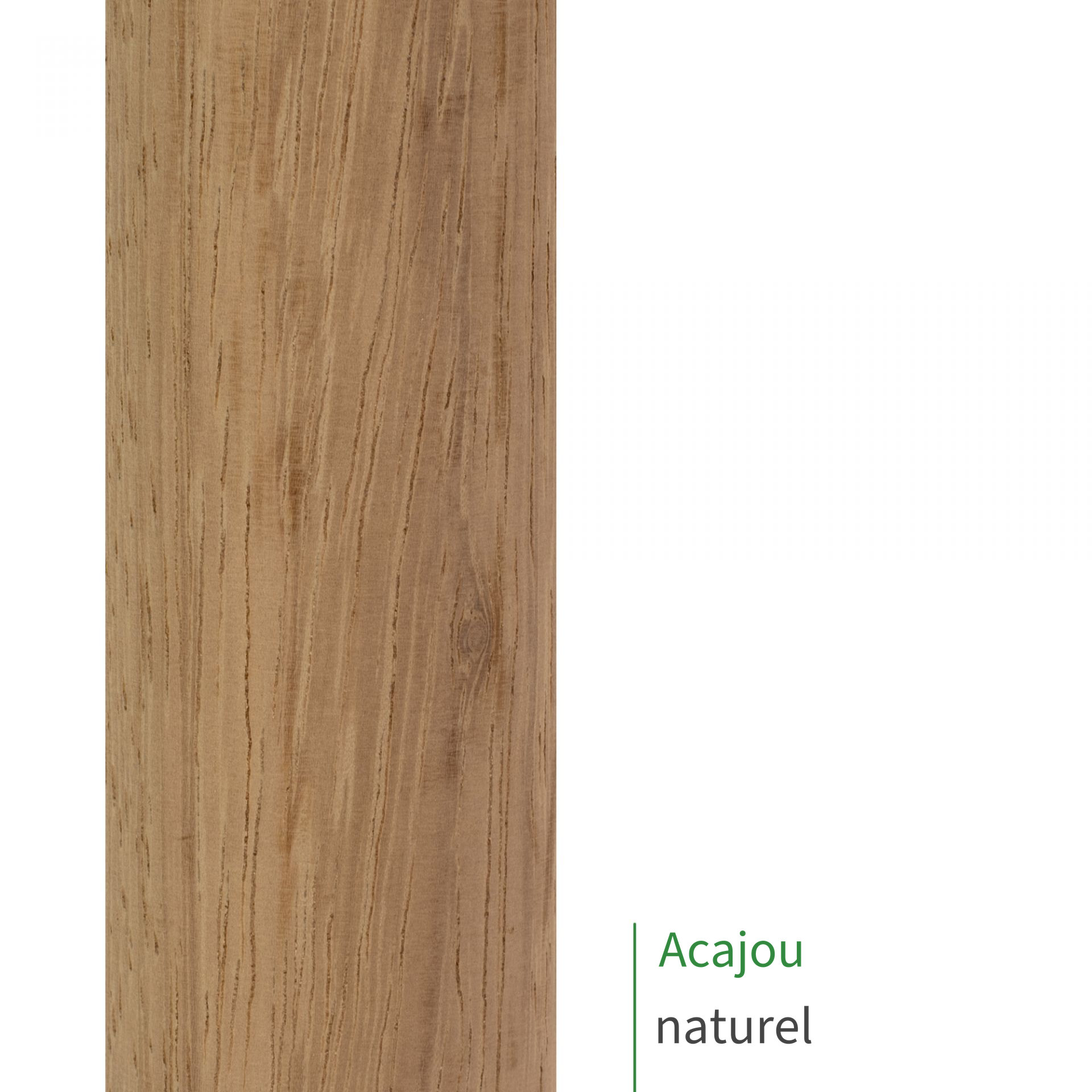Main courante ovale en acajou au fini naturel : bois brun clair non traité et son veinage, mention Acajou naturel