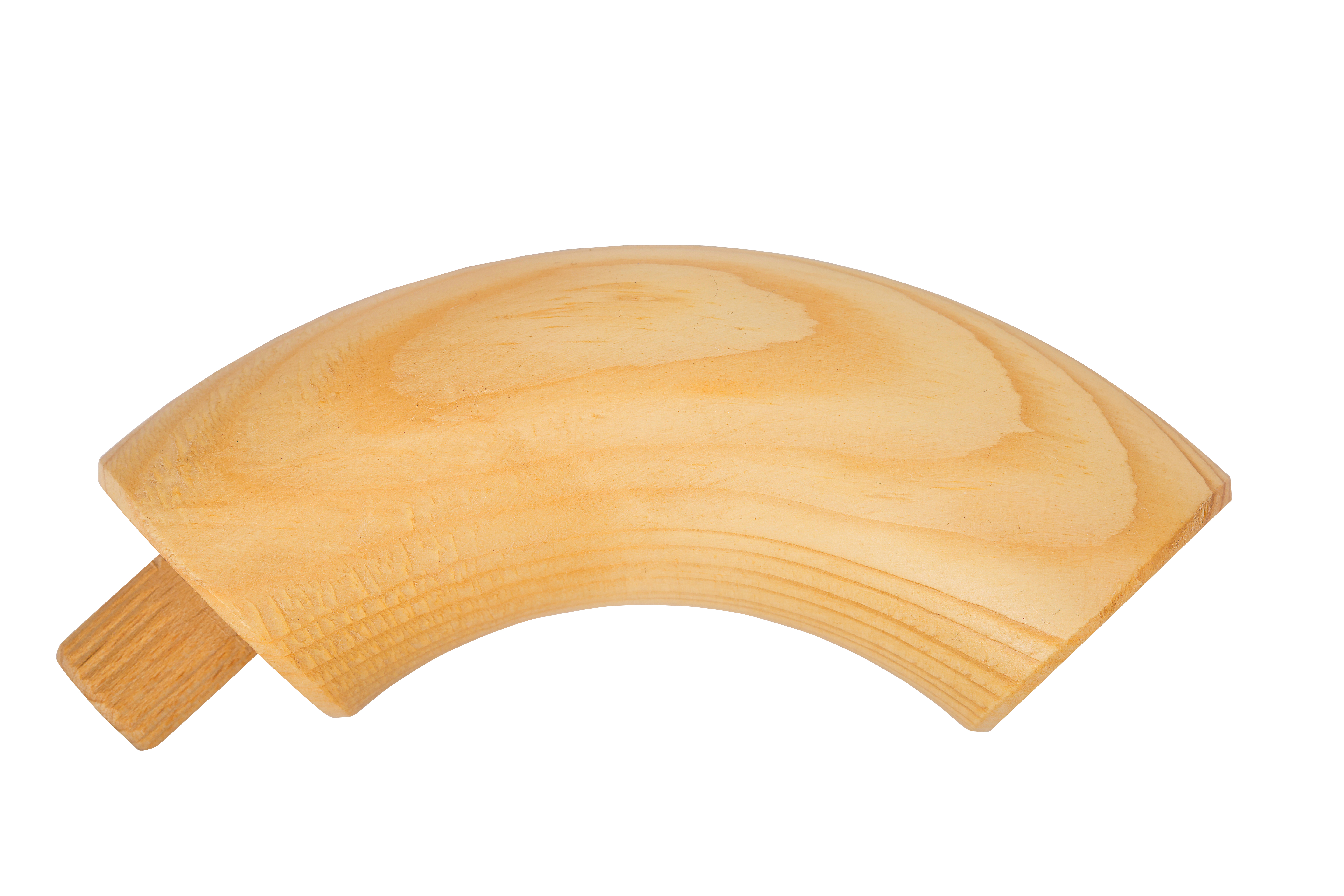 Coude d'extrémité rond à 90° en épicéa/sapin, embout cintré clair avec tourillon en bois inséré au raccord, Ø 35 à 50 mm