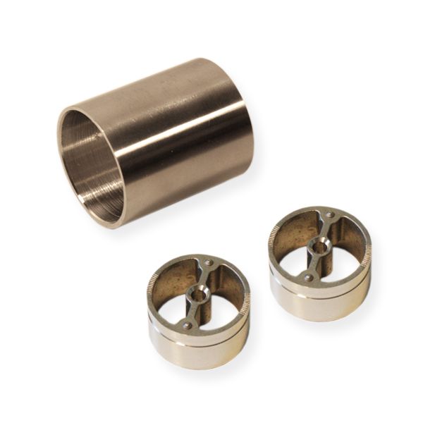 Raccord droit pour main courante en bois Ø 42 mm, douille métallique avec deux bagues adaptatrices à visser, pièces