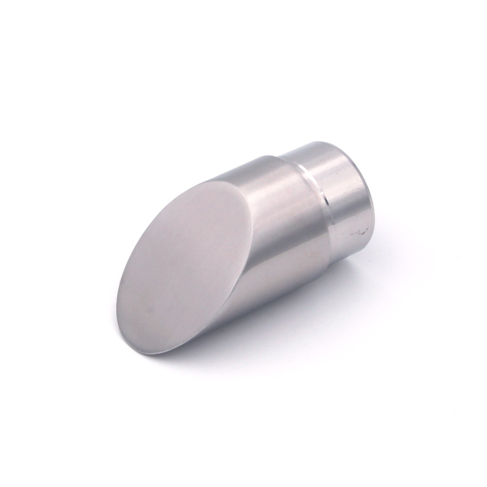 Embout biseauté à 45° en acier inoxydable pour main courante inox de 42,4 mm, vue sur la face biseautée