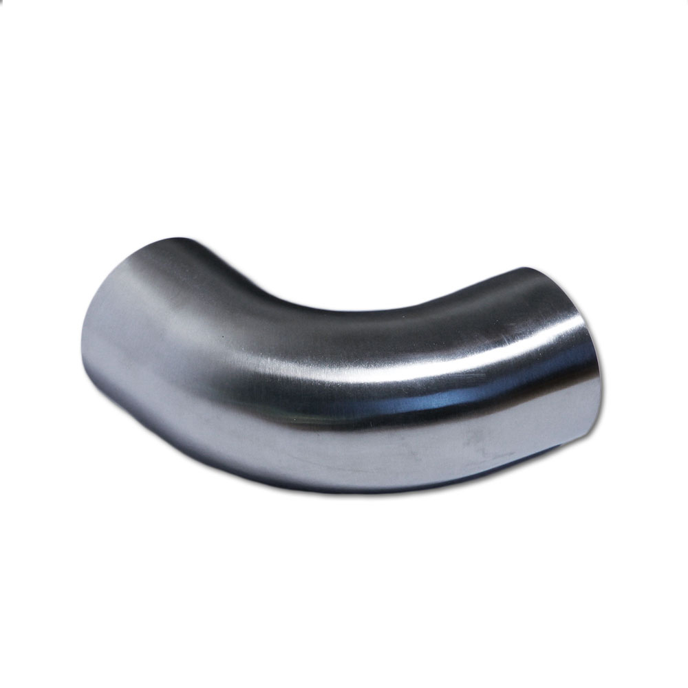 Coude à 90° en acier inoxydable pour main courante en bois de 42 mm de diamètre, tube cintré lisse brossé mat, détouré