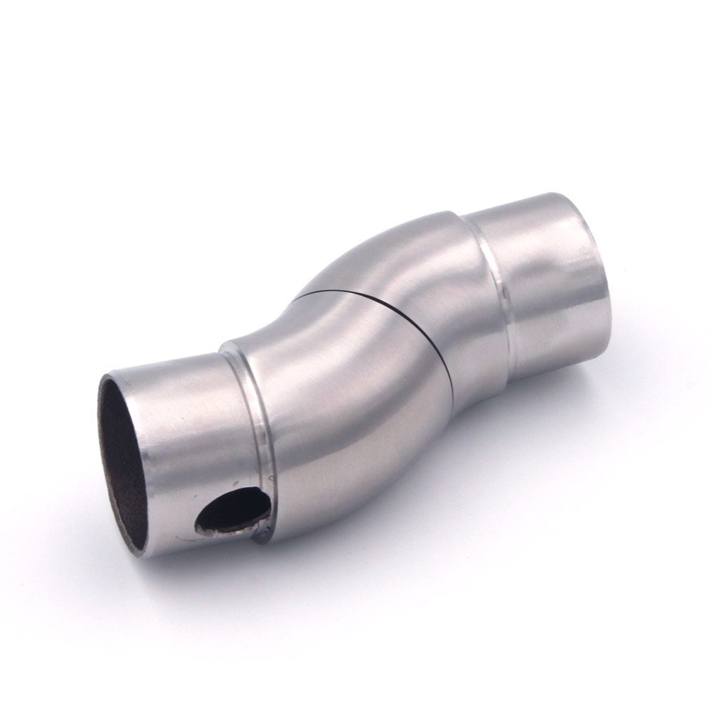 Coude flexible en acier inoxydable pour main courante inox de 42,4 mm, légèrement coudé, emboîtement percé devant