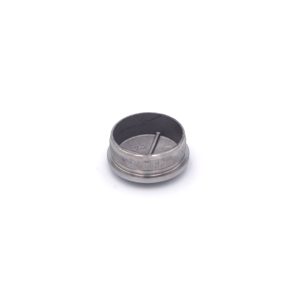 Embout bombé en acier inoxydable pour main courante inox de 42,4 mm, face arrière avec tenon moleté, détouré