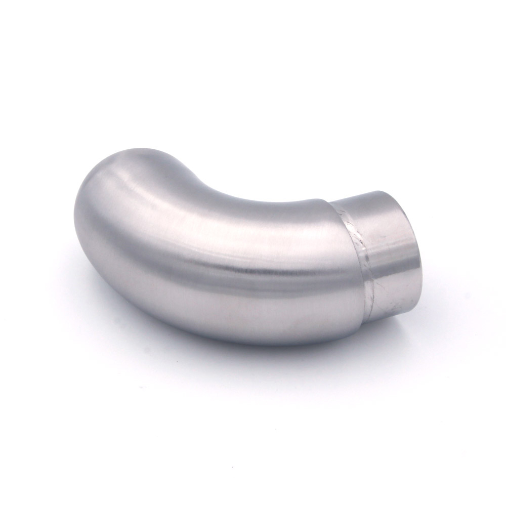 Embout à 90° à extrémité arrondie en acier inoxydable pour main courante inox de 42,4 mm de diamètre, vue latérale