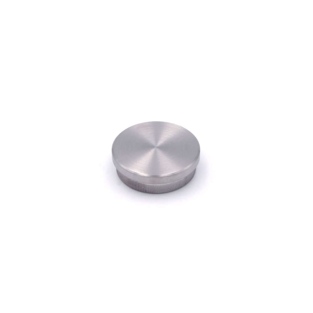 Embout plat en acier inoxydable pour main courante de 42,4 mm, disque rond brossé à bord moleté à emboîter, détouré