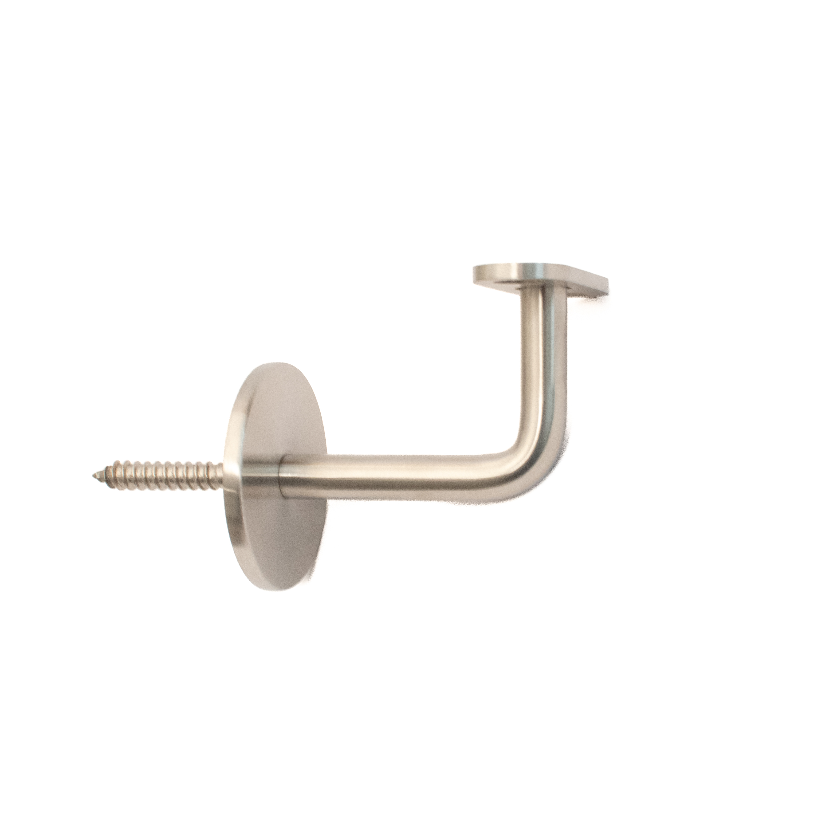 Support de main courante modèle 02 inox, vis à double filetage et plaque d'appui droite, pour main courante bois et inox