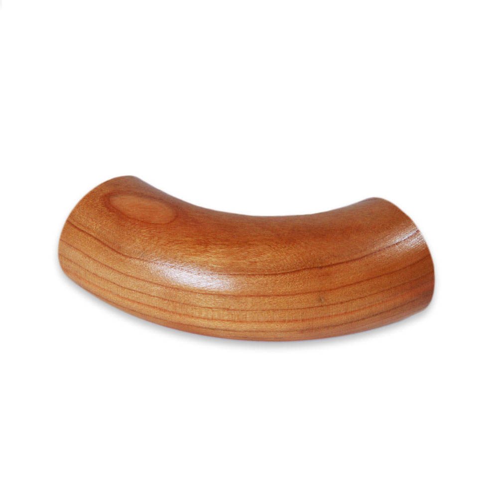 Coude de main courante rond en merisier à 90° pour main courante en bois, merisier brun rougeâtre, détouré sur fond blanc