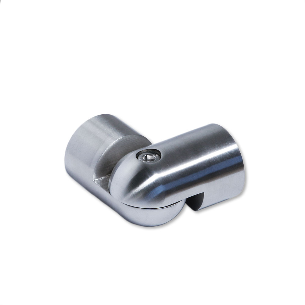 Raccord en acier inoxydable à angle réglable pour main courante en bois de 42 mm, articulation à 90° avec vis, détouré