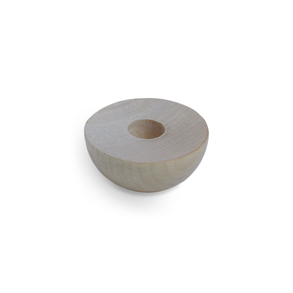 Embout en érable demi-rond pour main courante en bois Ø 40 à 50 mm, embout clair avec perçage central, détouré