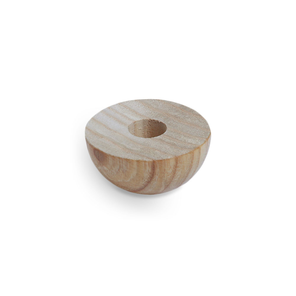 Embout en frêne naturel demi-rond pour main courante en bois Ø 40 à 50 mm, embout clair percé, détouré