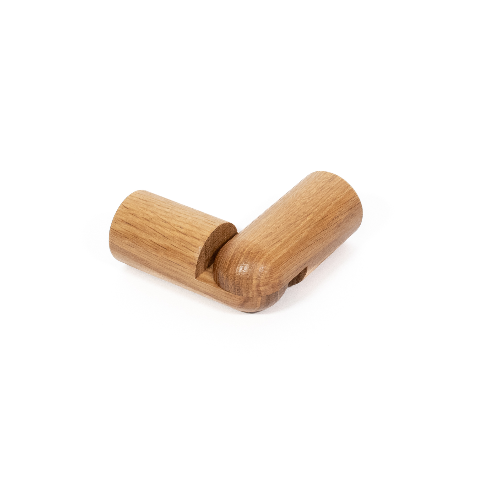 Raccord d'angle flexible en chêne rond avec articulation, deux pièces en chêne coudées pour main courante en bois