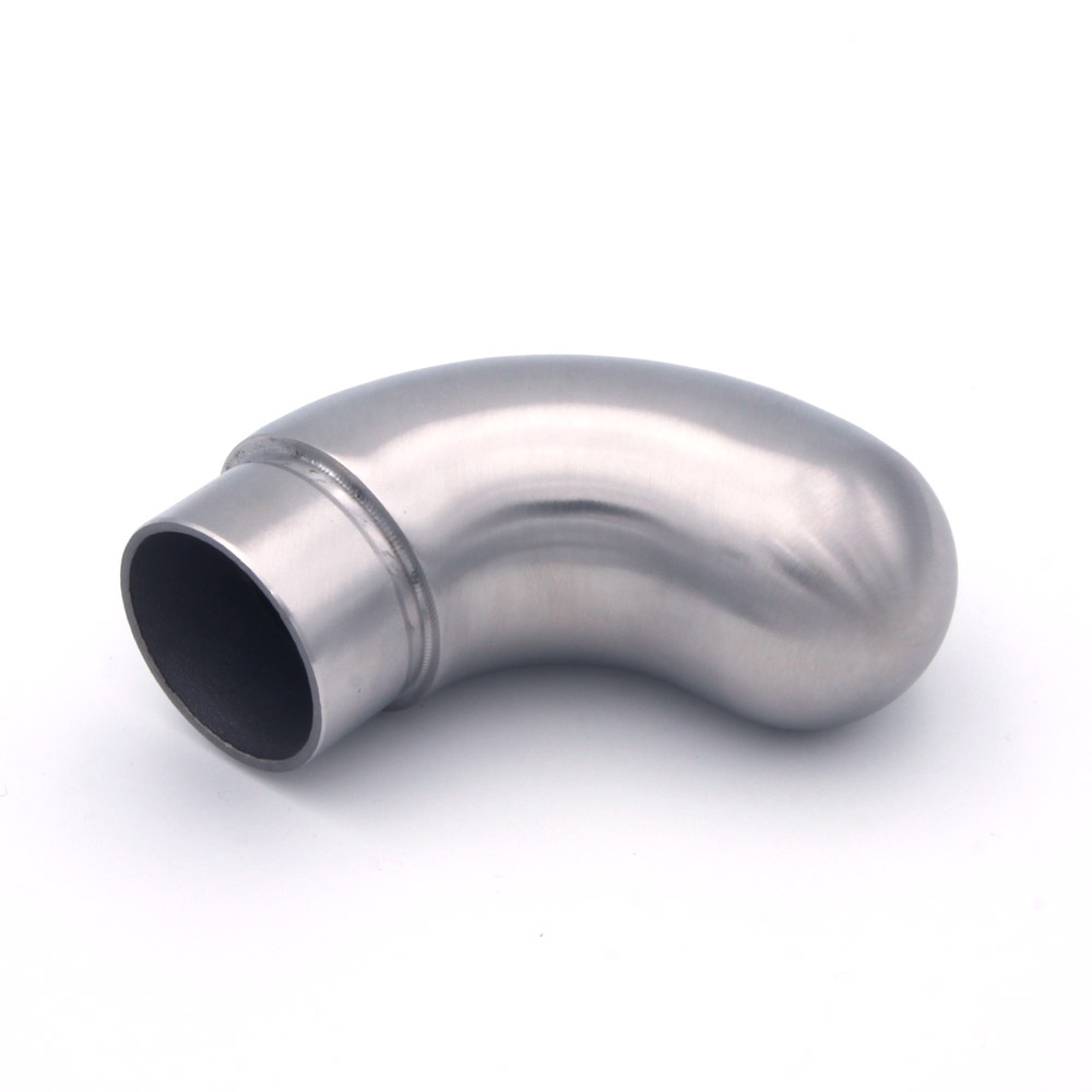 Embout à 90° à extrémité arrondie en inox pour main courante inox de 42,4 mm, coude de tube à bout demi-rond fermé