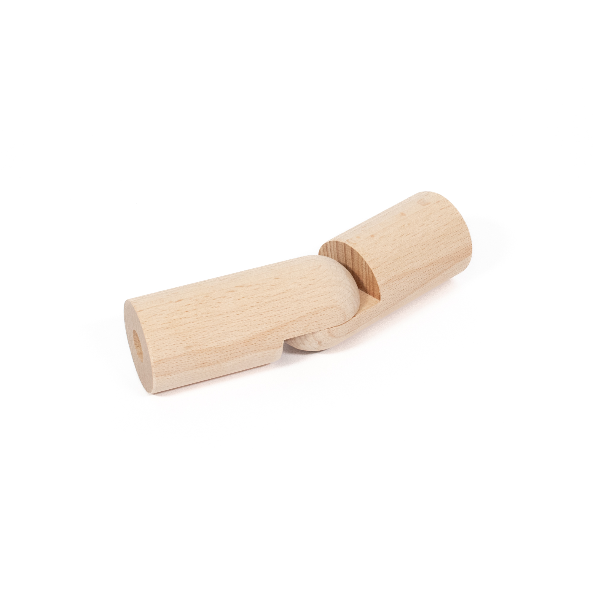 Raccord d'angle flexible en hêtre Ø 42 mm pour main courante en bois, légèrement coudé, articulation visible de côté, détouré