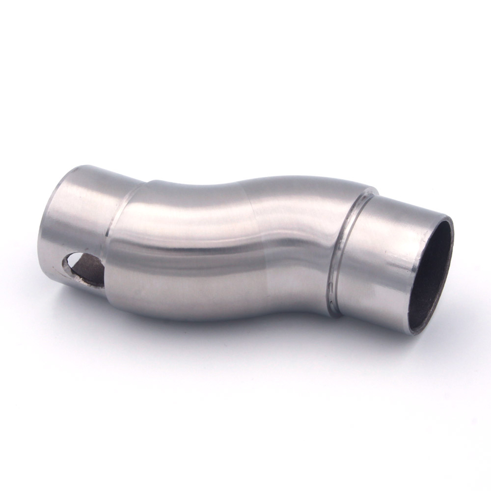 Coude flexible en acier inoxydable pour main courante inox de 42,4 mm, articulation droite, vue légèrement plongeante