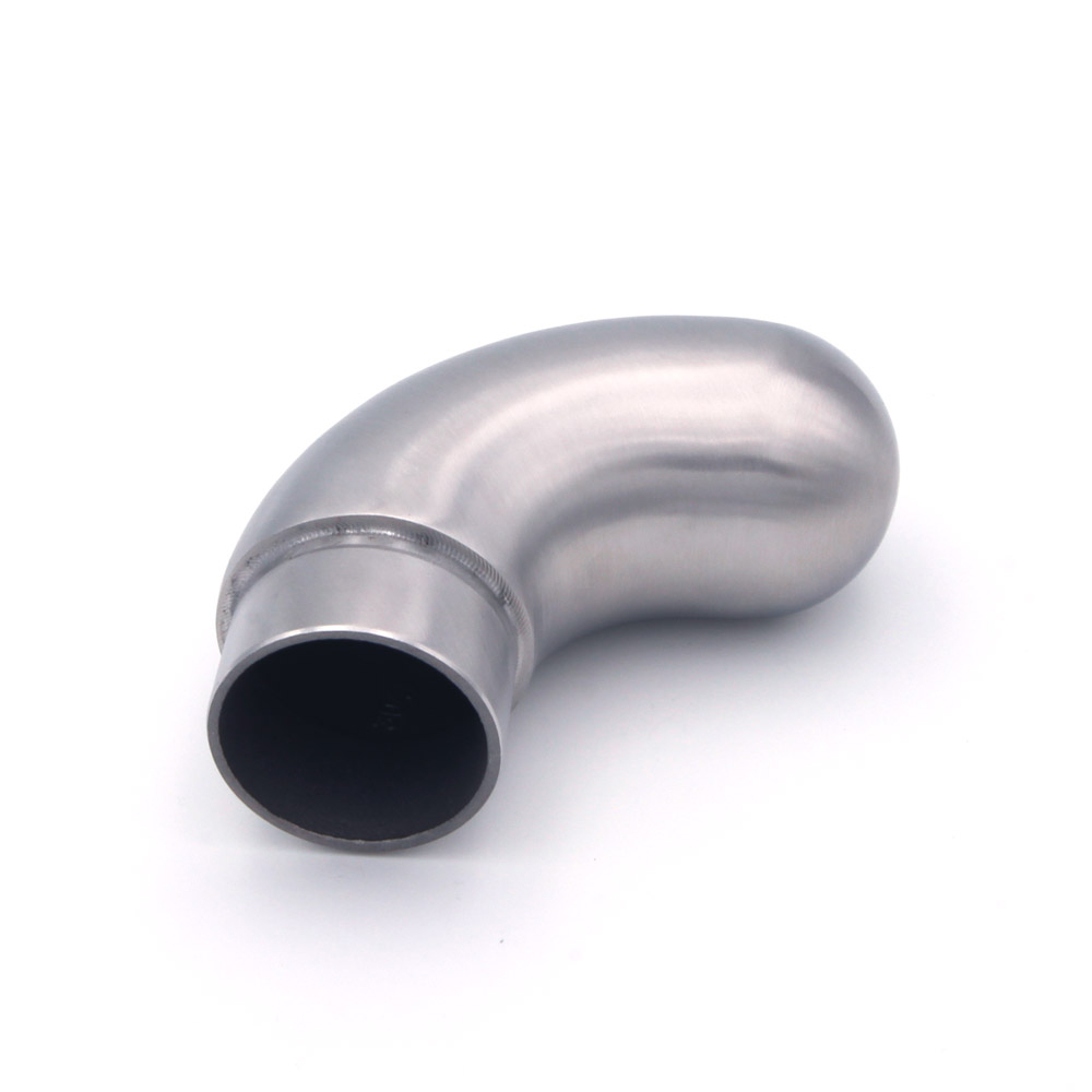 Embout à 90° à extrémité arrondie en inox pour main courante inox de 42,4 mm, bout fermé, partie à emboîter devant