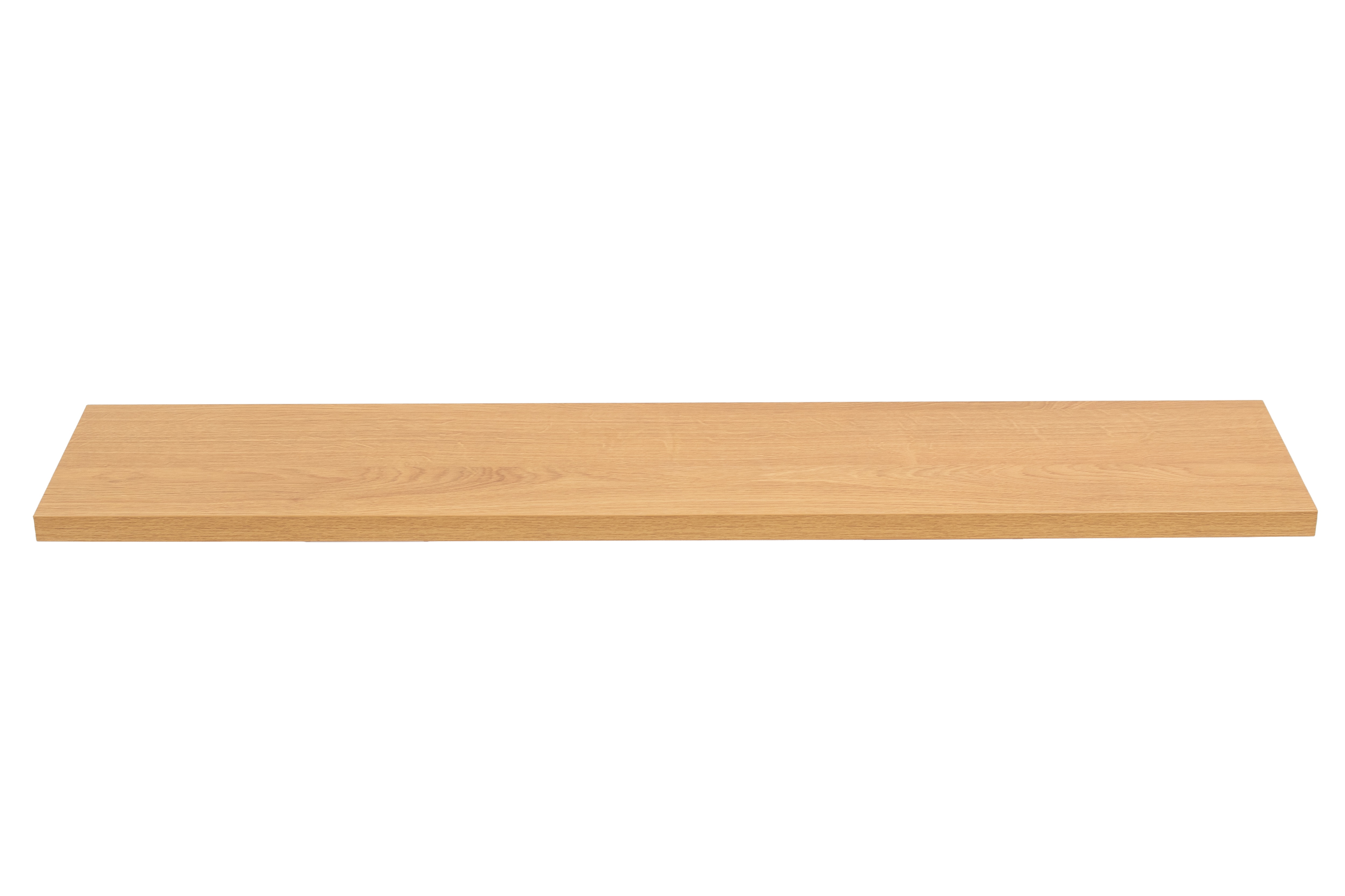 Appui de fenêtre en mélaminé aspect bois chêne, détouré en vue de face sur fond blanc